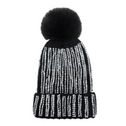 Rhinestone Pom Pom Beanie